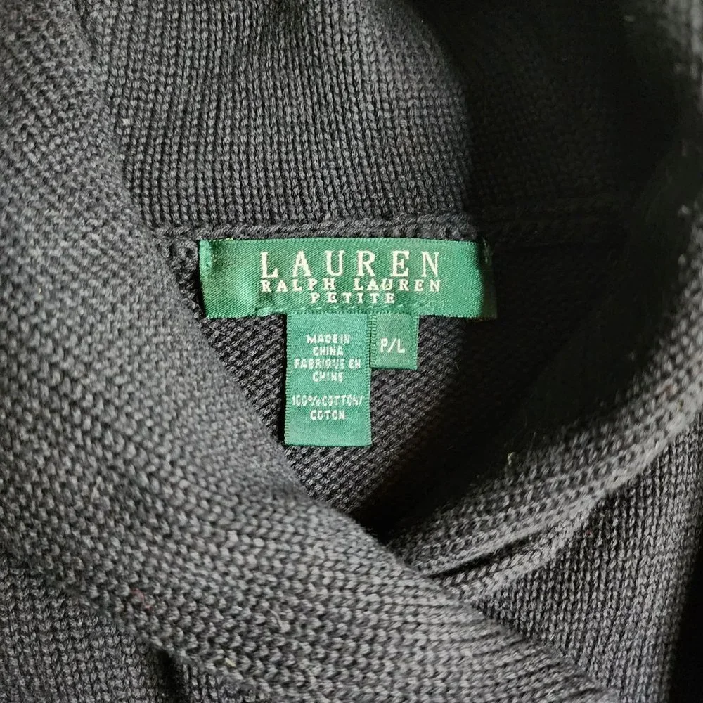 GORGEOUS Black Lauren By Ralph Lauren Cotton Pullover Sweater with Gold Toggle - Picture 4 of 7